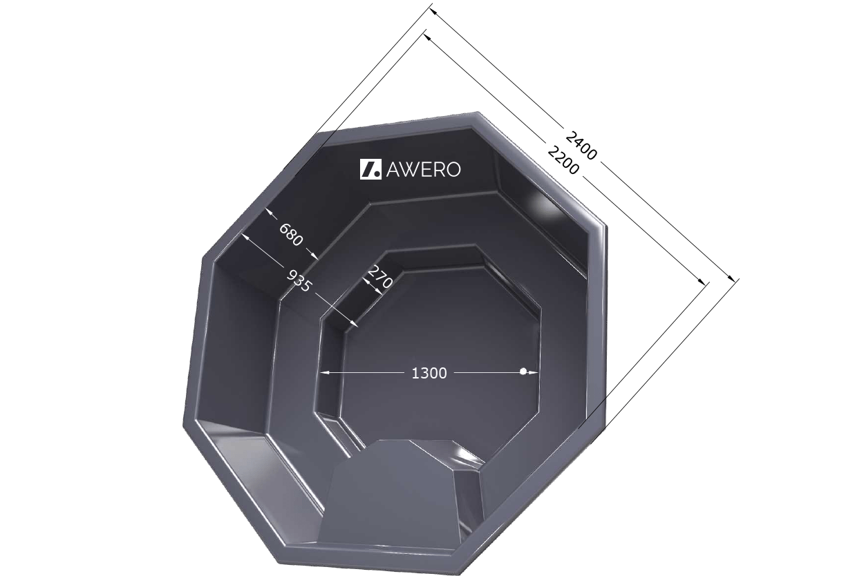 Klaasfiibrist tünnisisu kaheksanurkne Ø 2400 mm